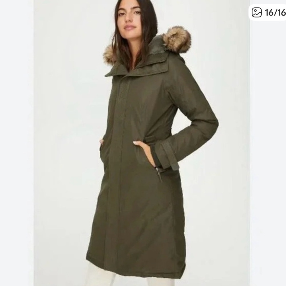 TNA Avoriaz Coat Army Green Mid-Length Goose-Down Lined Parka Jacket